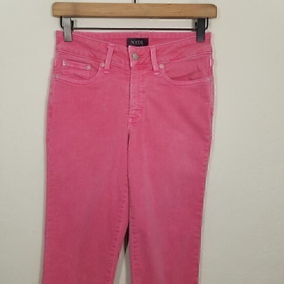 NYDJ SHER Ankle Raw Hem Stretch Jeans Pink Size 0 - Picture 2 of 6